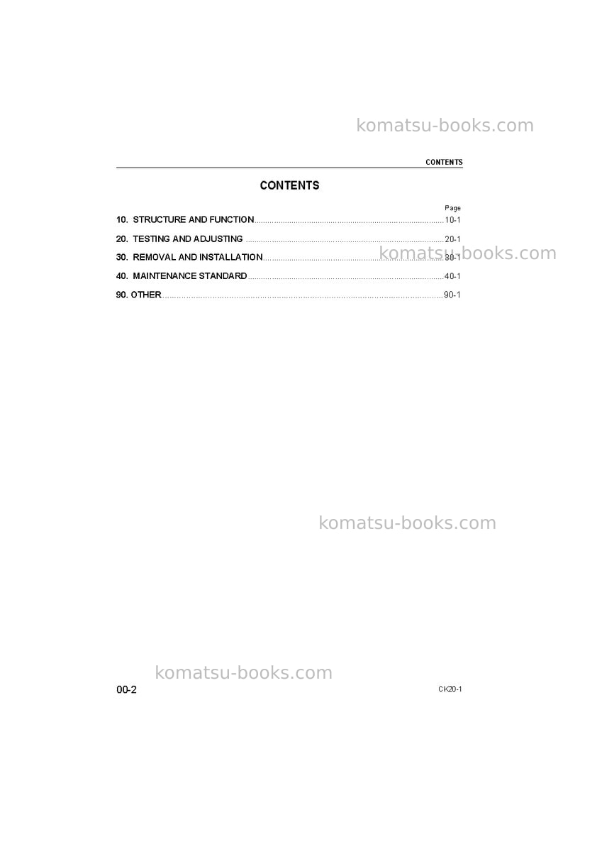 Komatsu ck20-1ita Repair & maintenance cover Page 2