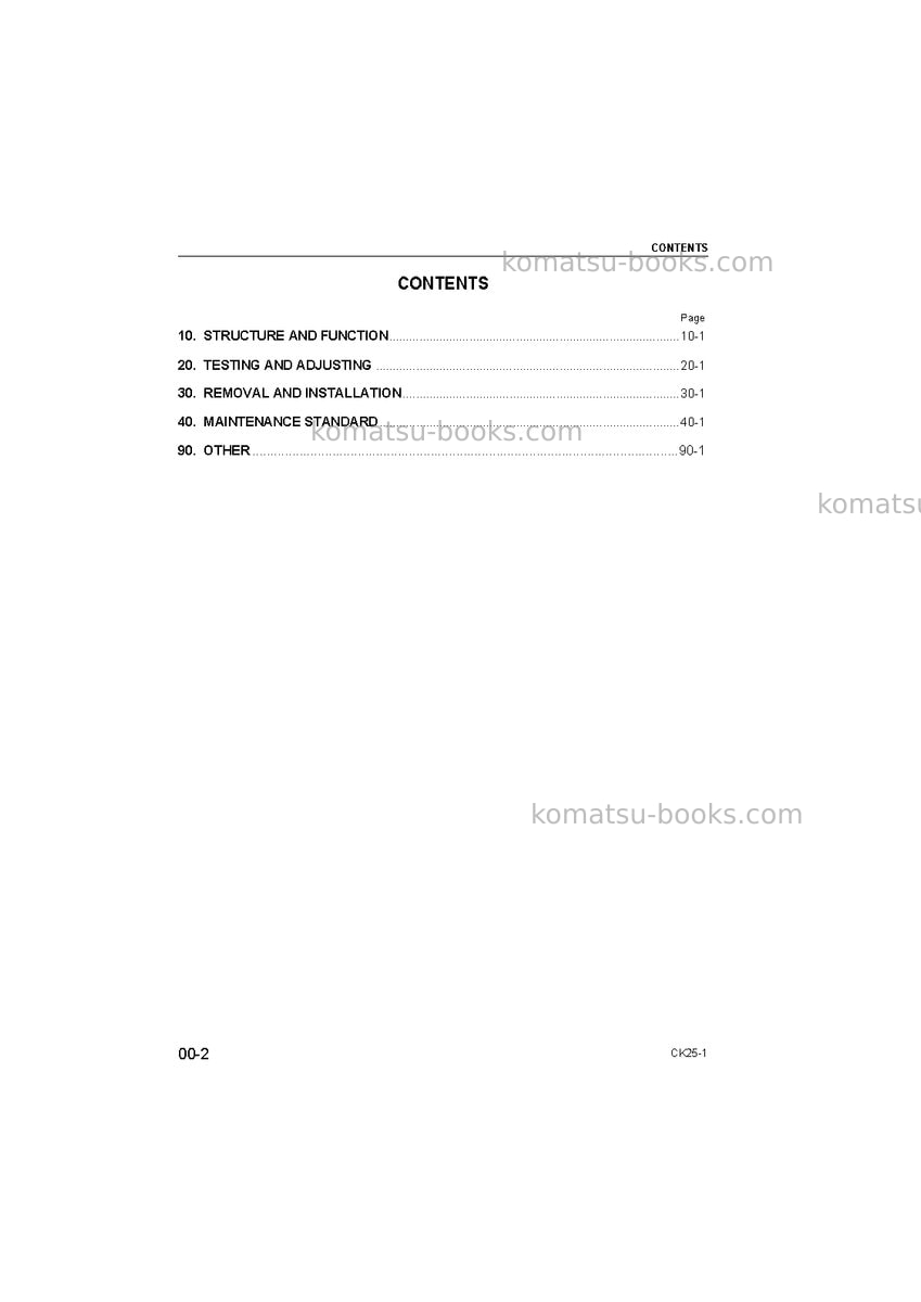 Komatsu ck25-1ita Repair & maintenance cover Page 2