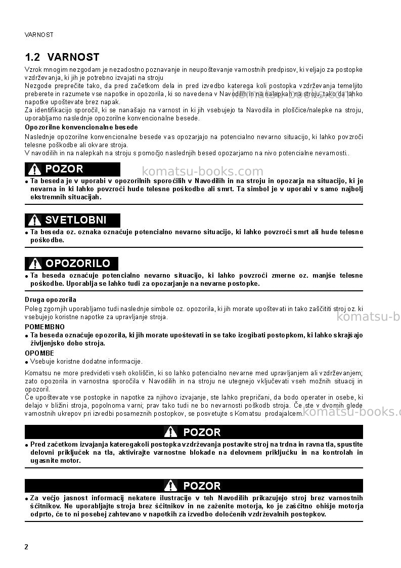 Komatsu sk1020-5ita-turbo Operation manual cover Page 2 Komatsu sk1020-5ita-turbo Operation manual cover Page 2