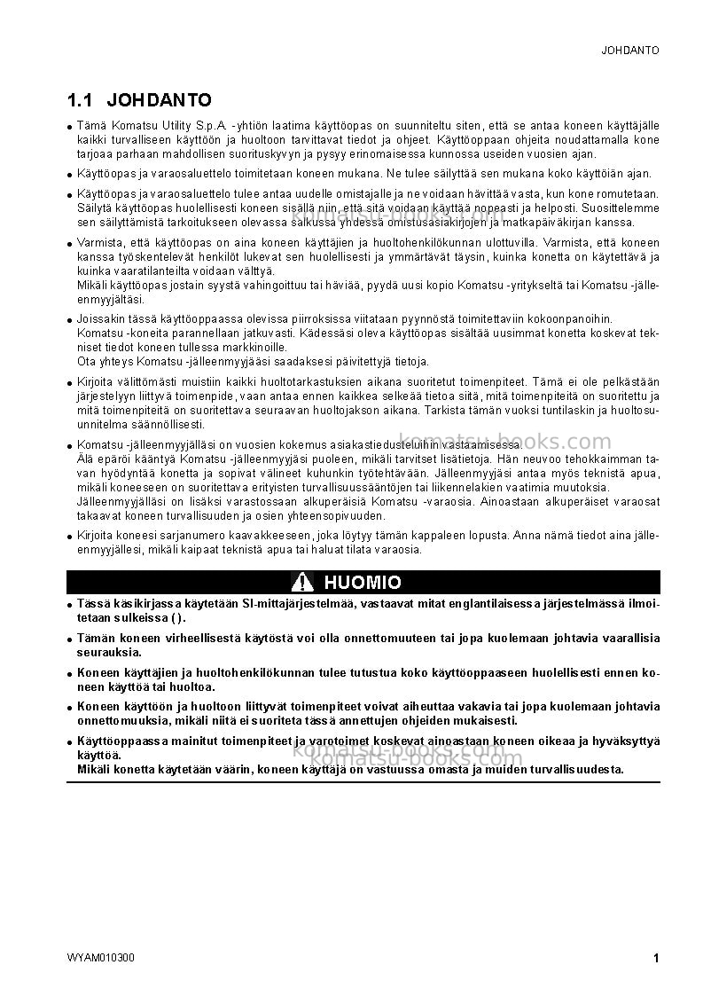 Komatsu sk714-5ita-/ Operation manual cover Page 2 Komatsu sk714-5ita-/ Operation manual cover Page 2