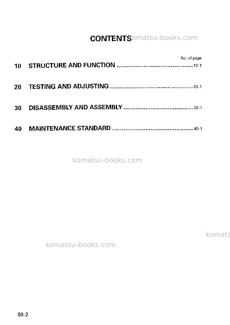 Komatsu pw130-6gbr-k Repair & maintenance cover Page 2