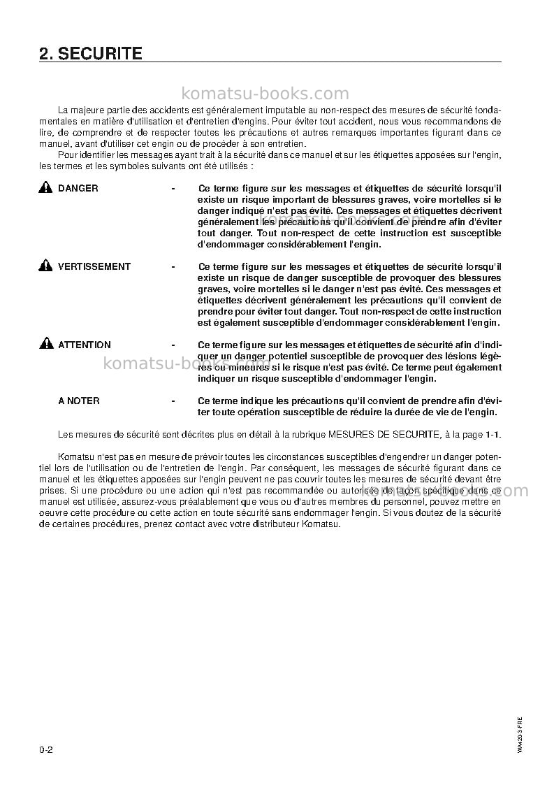 Komatsu wa420-3jpn Manuel d'utilisation couverture Page 2 Komatsu wa420-3jpn Manuel d'utilisation couverture Page 2