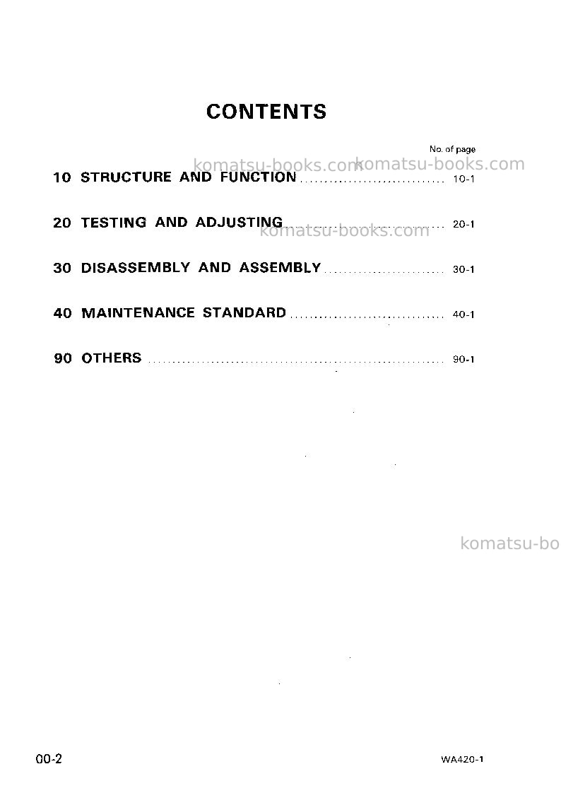 Komatsu wa420-1deu-h Repair & maintenance cover Page 2