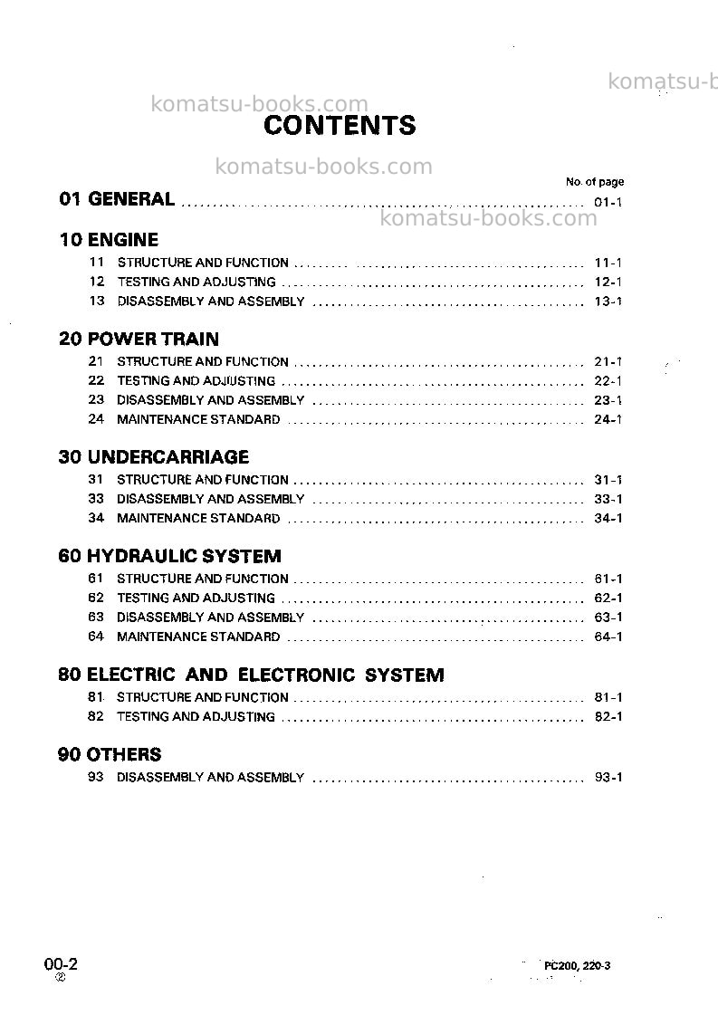 Komatsu pc200-3jpn Repair & maintenance cover Page 2 Komatsu pc200-3jpn Repair & maintenance cover Page 2
