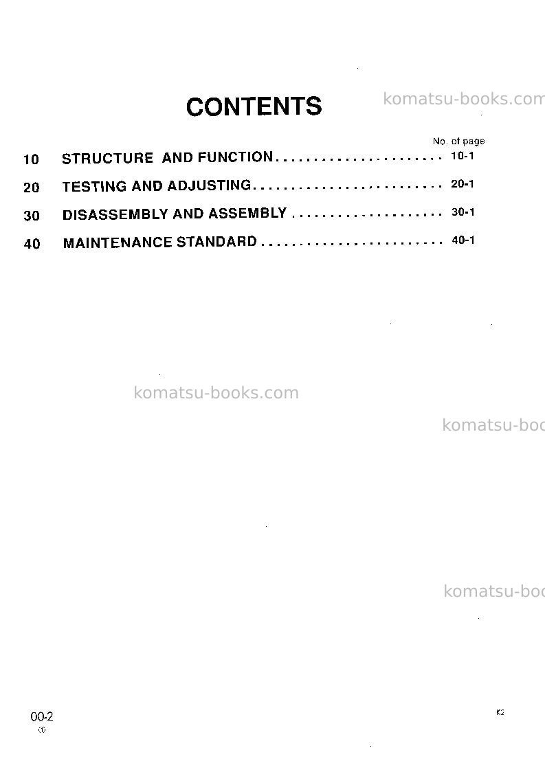 Komatsu pc150hd-5gbr-k Repair & maintenance cover Page 2
