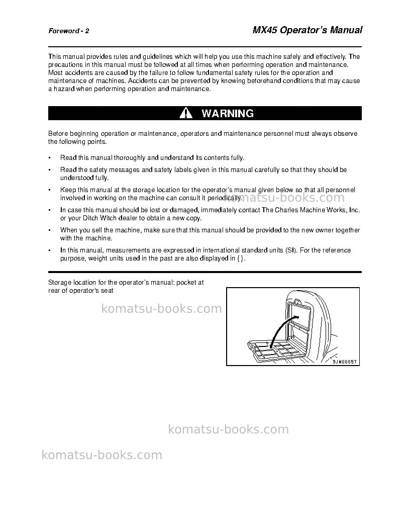 Komatsu mx45jpn Operation manual cover Page 3 Komatsu mx45jpn Operation manual cover Page 3