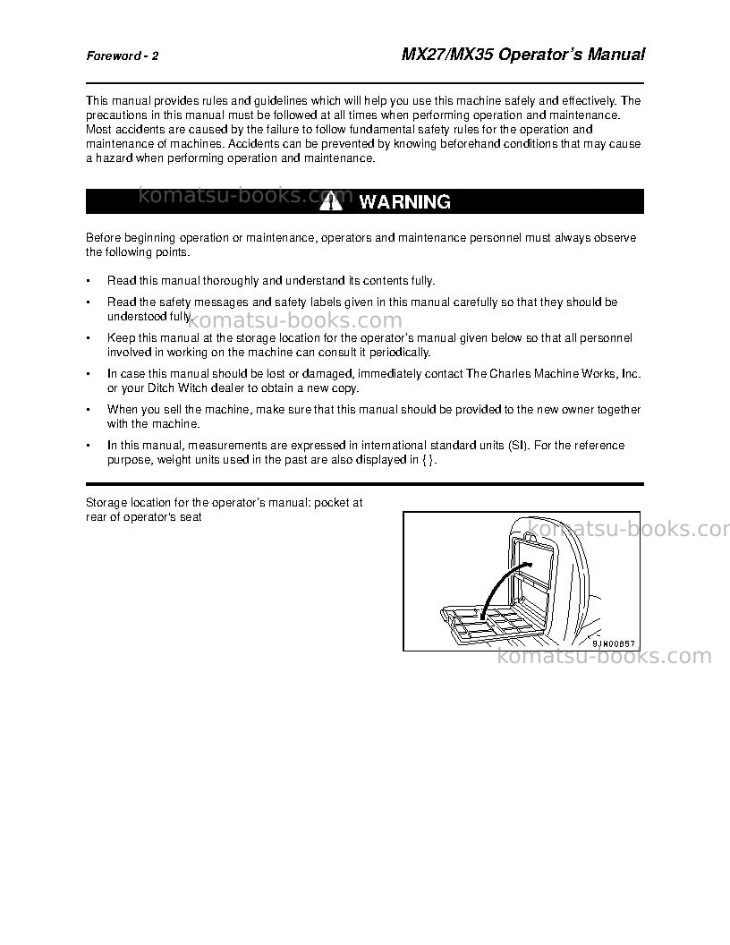 Komatsu mx35jpn Operation manual cover Page 3 Komatsu mx35jpn Operation manual cover Page 3