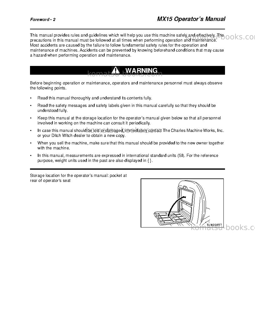 Komatsu mx15jpn Operation manual cover Page 3 Komatsu mx15jpn Operation manual cover Page 3