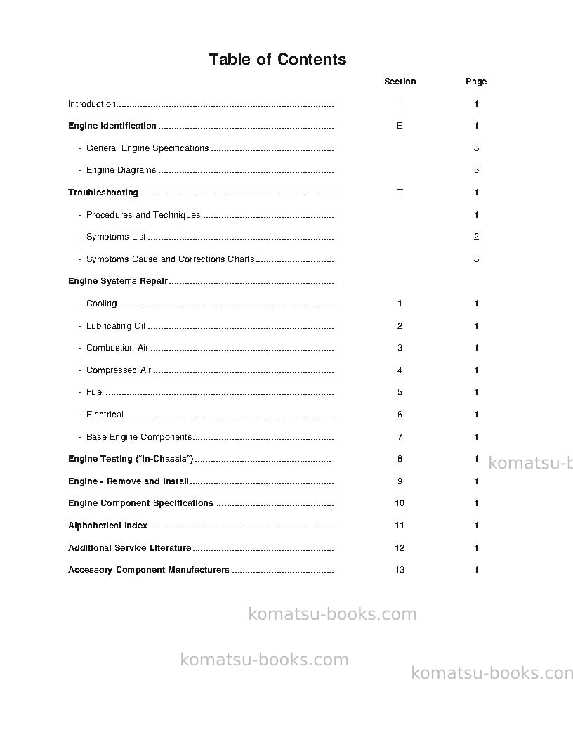 Komatsu nt-855cusa Repair & maintenance cover Page 3 Komatsu nt-855cusa Repair & maintenance cover Page 3