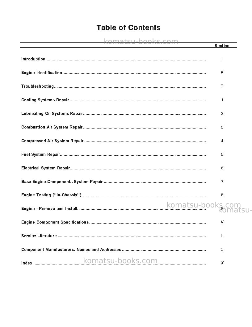 Komatsu nta-14usa Repair & maintenance cover Page 3 Komatsu nta-14usa Repair & maintenance cover Page 3