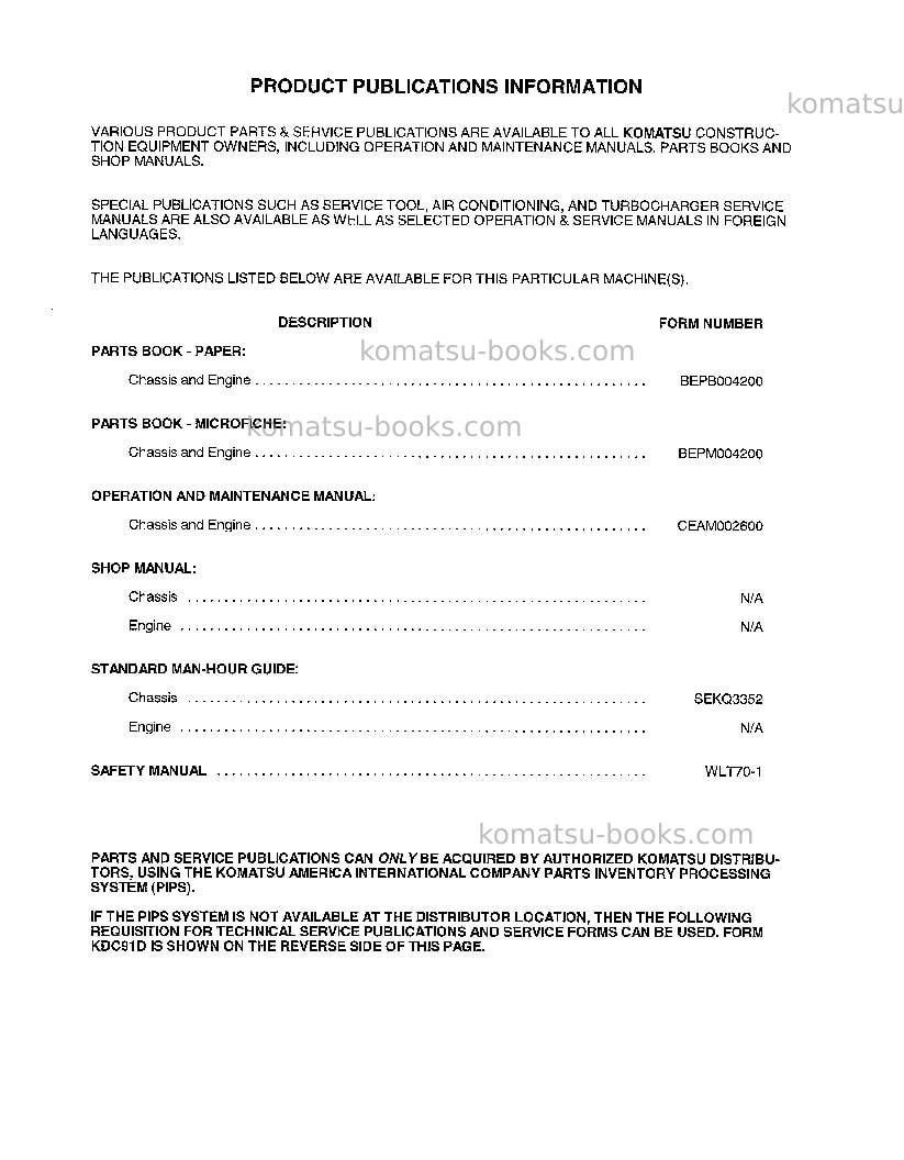 Komatsu wa900-1usa-lc Operation manual cover Page 3