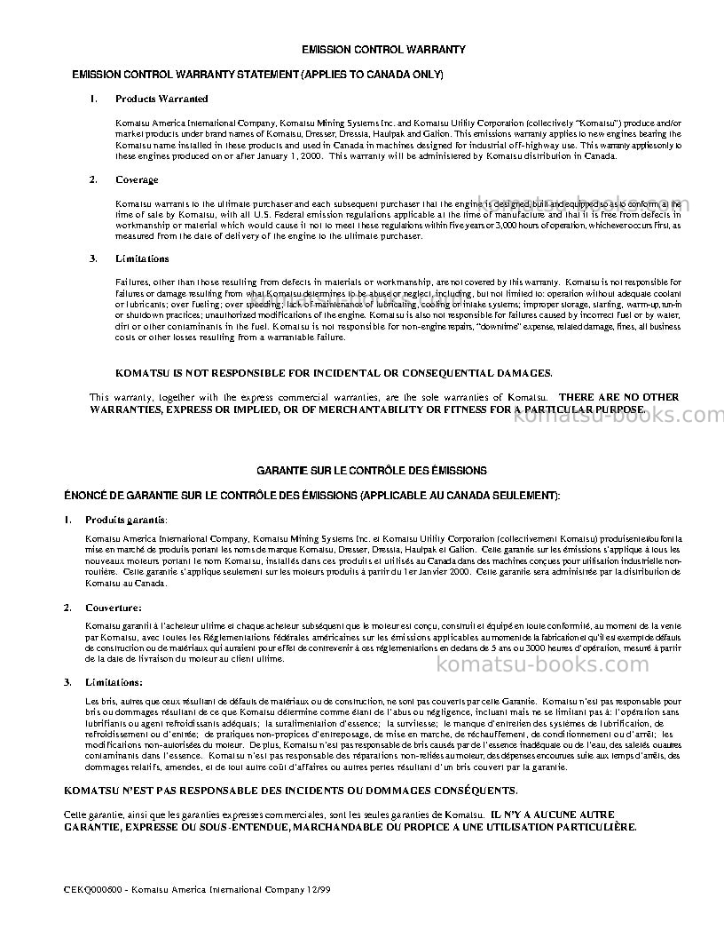 Komatsu wa250-3usa-mc Operation manual cover Page 3 Komatsu wa250-3usa-mc Operation manual cover Page 3