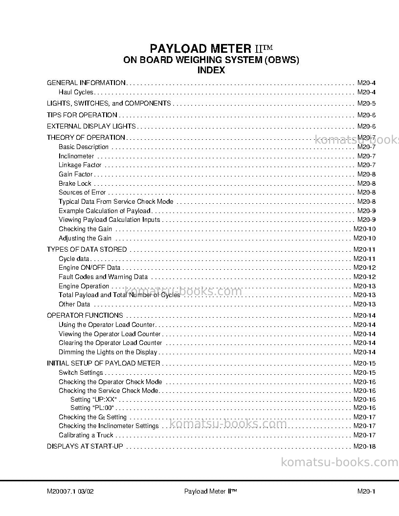 Komatsu plm iiusa Operation manual cover Page 3