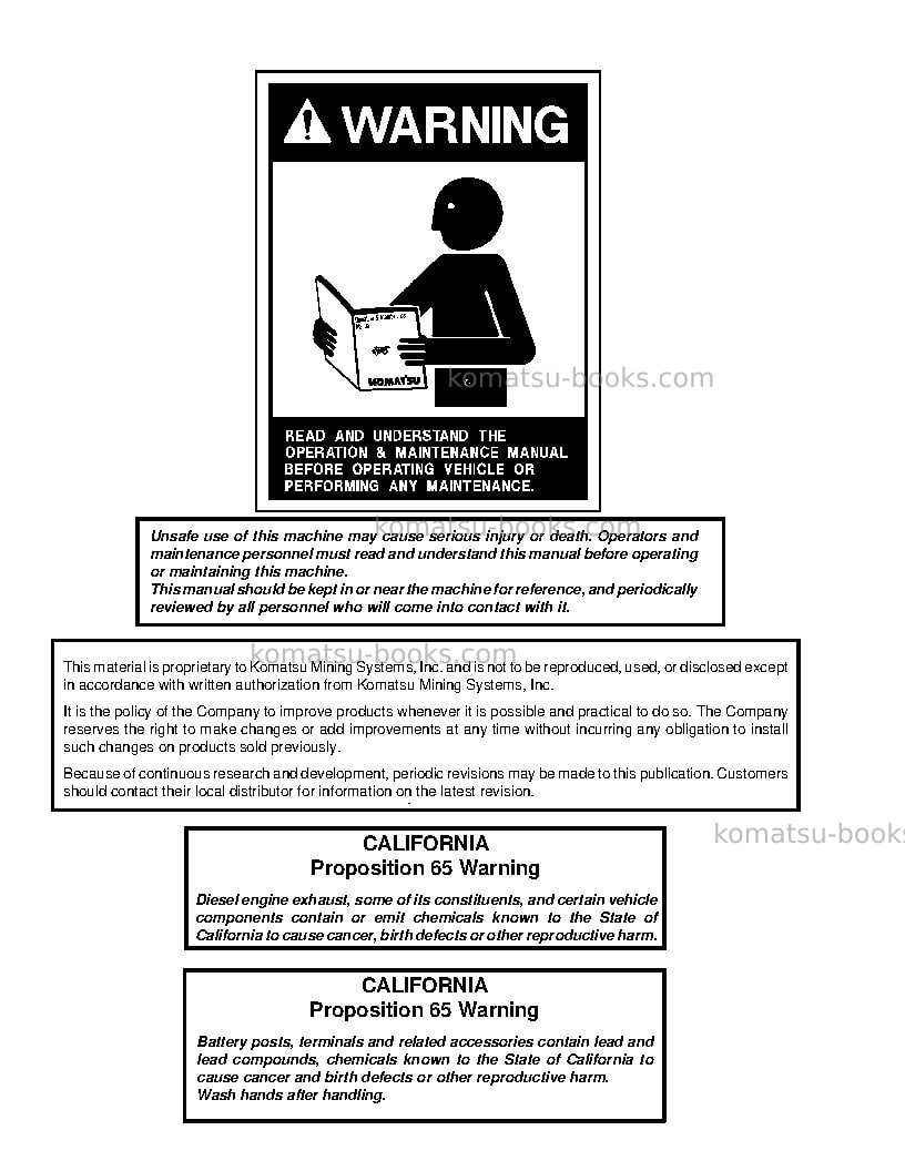 Komatsu 930e-2usa Operation manual cover Page 3