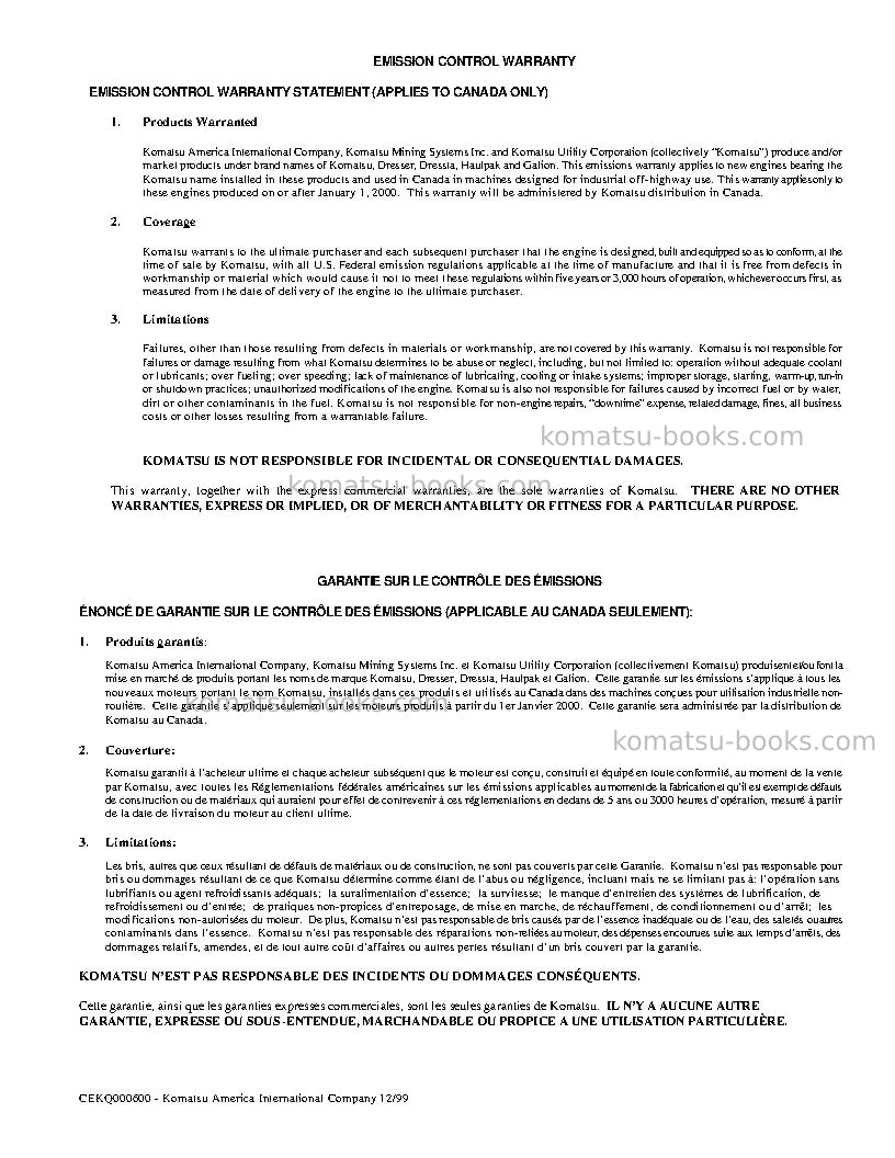 Komatsu d87e-2usa Operation manual cover Page 3