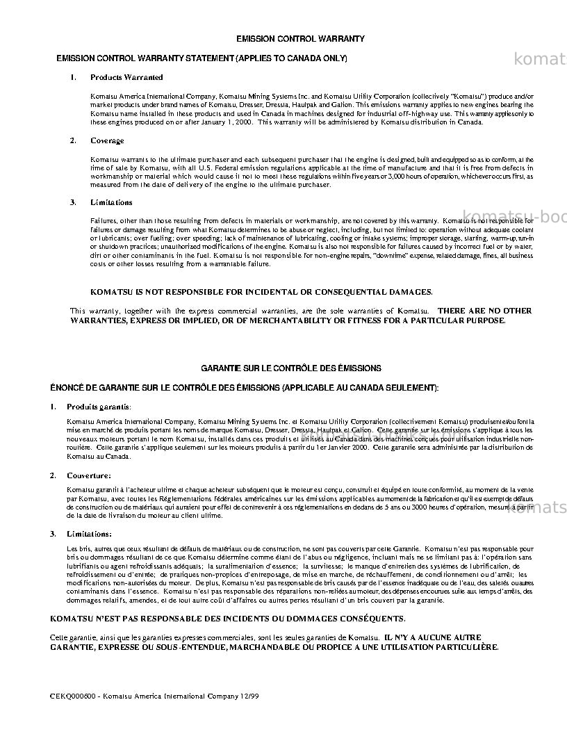 Komatsu wa250pt-3usa-mc Operation manual cover Page 3