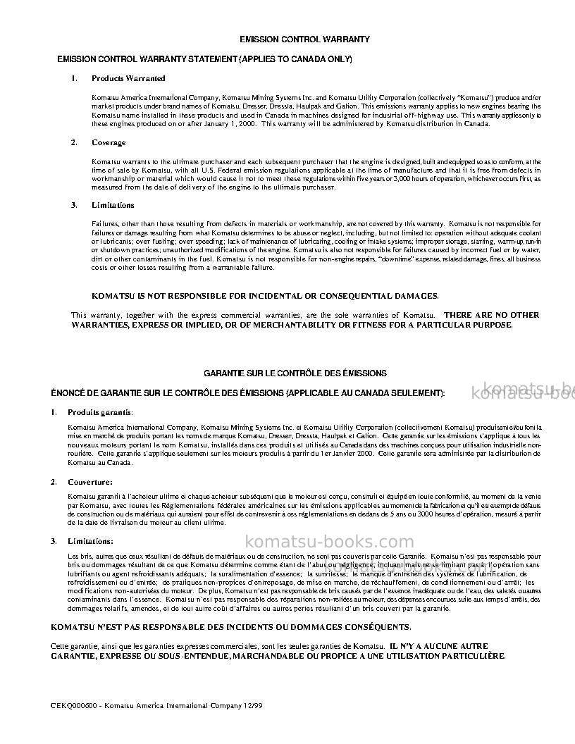 Komatsu wa180pt-3usa-mc Operation manual cover Page 3