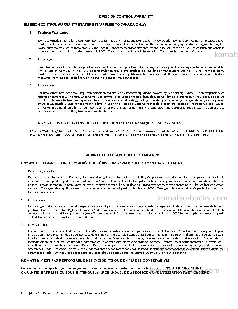 Komatsu pc1000-1jpn Operation manual cover Page 3 Komatsu pc1000-1jpn Operation manual cover Page 3
