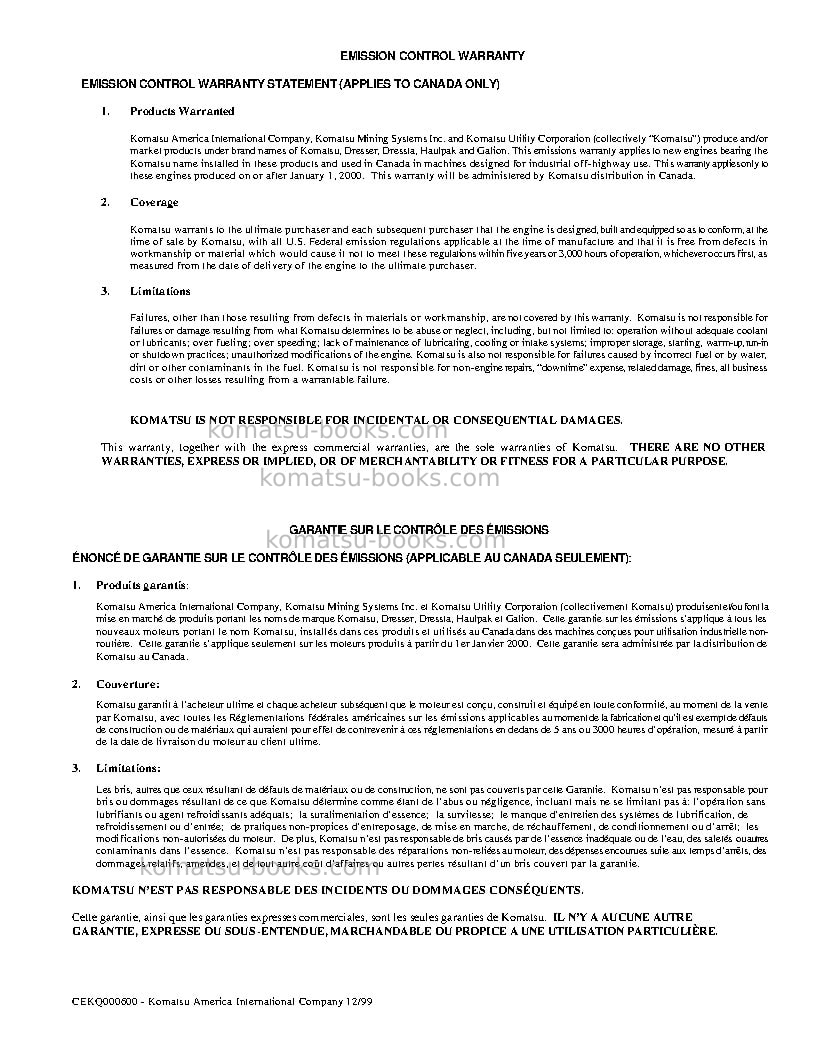 Komatsu pc400hd-6usa-lm Operation manual cover Page 3