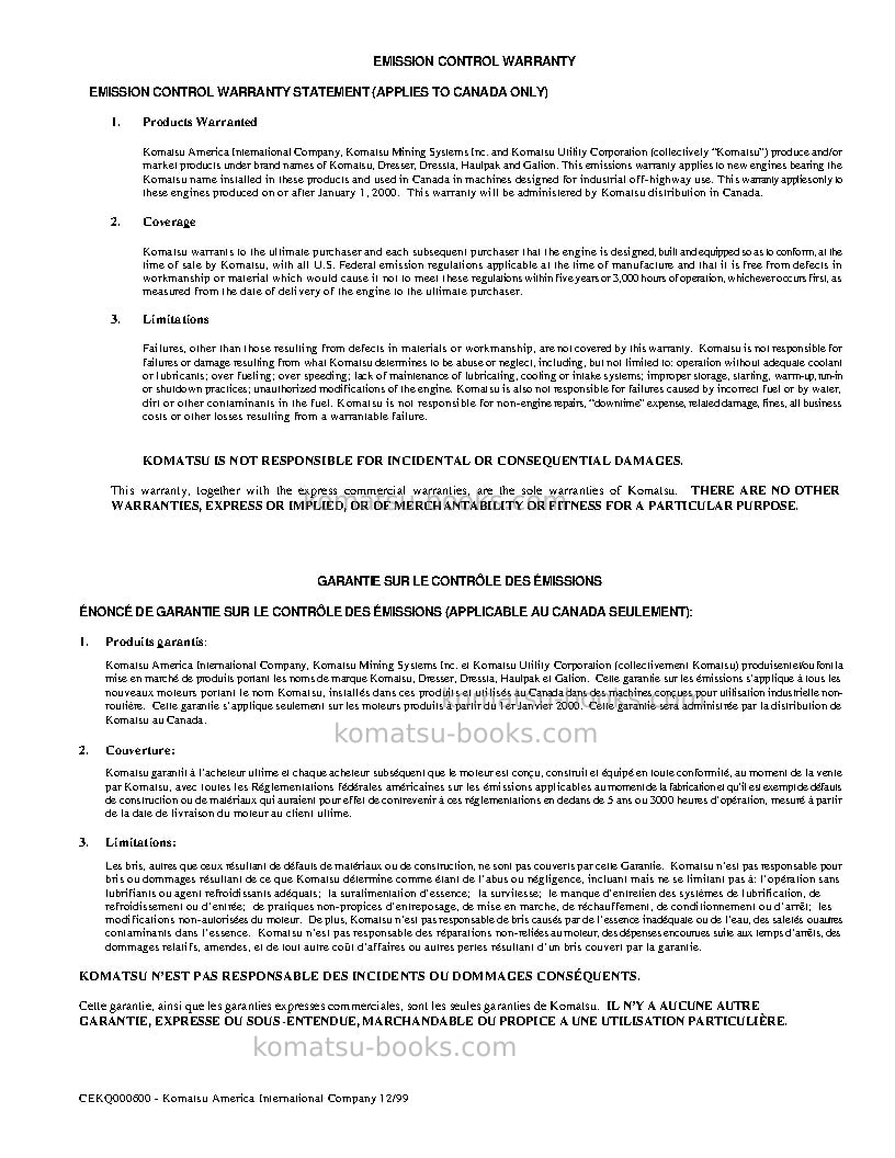 Komatsu pc300hd-7usa-l Operation manual cover Page 3