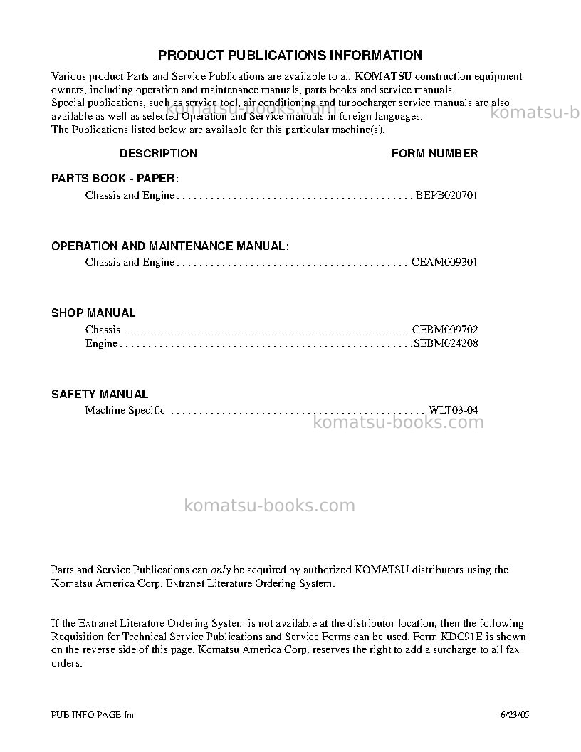 Komatsu wa380-5usa-l Operation manual cover Page 3