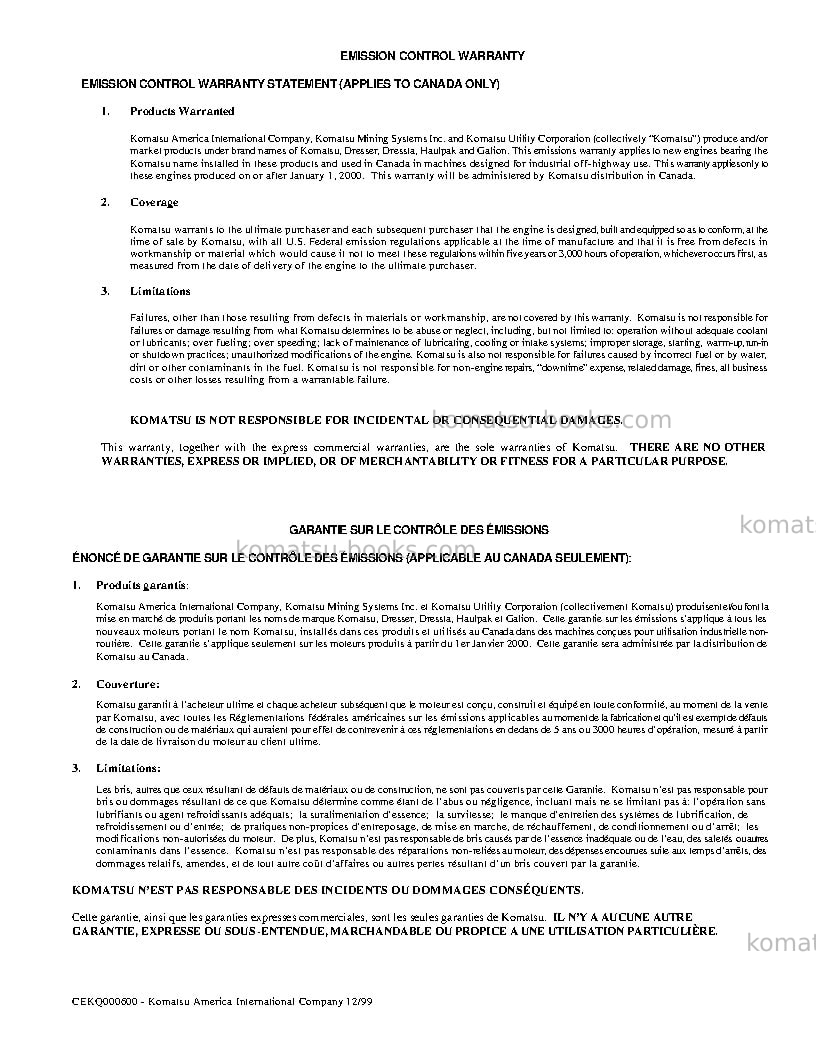 Komatsu jpb670usa Operation manual cover Page 3 Komatsu jpb670usa Operation manual cover Page 3