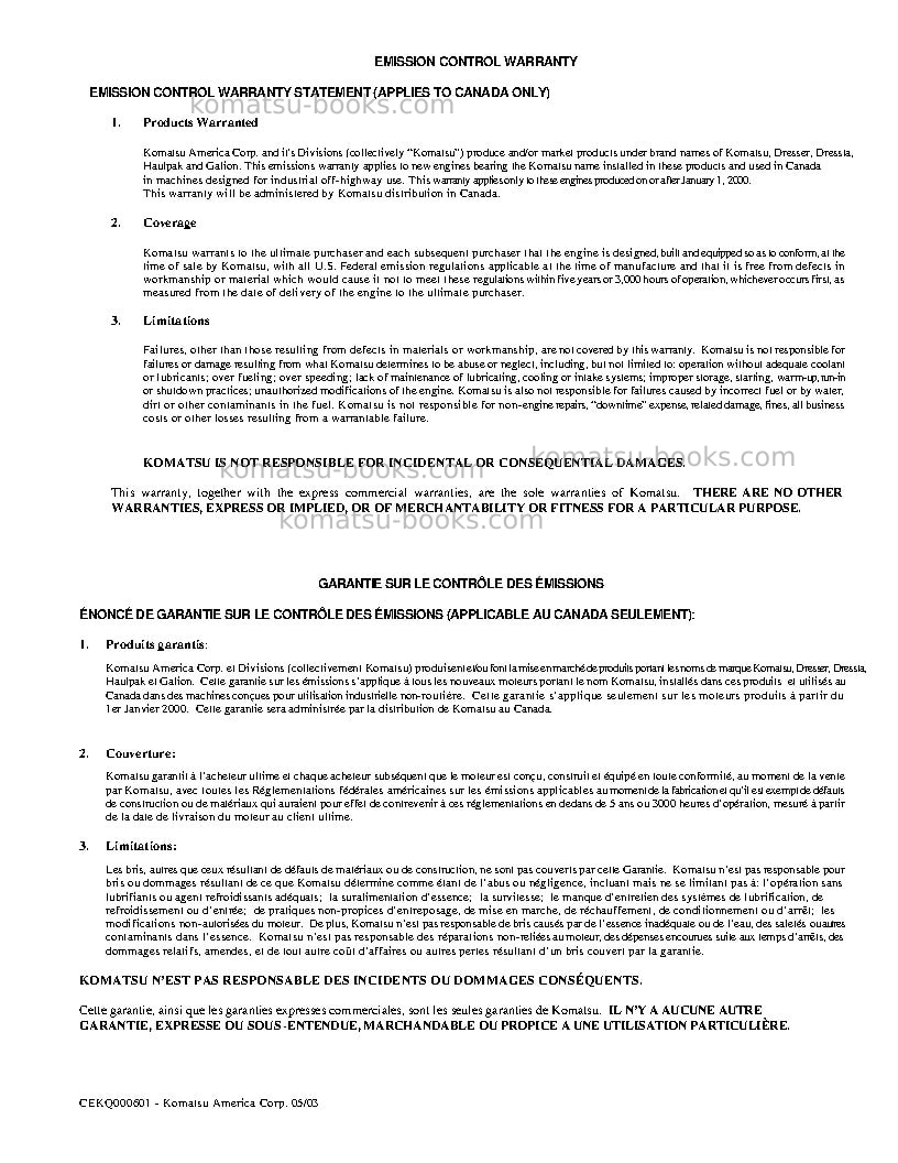 Komatsu wb150aws-2usa-n Operation manual cover Page 3 Komatsu wb150aws-2usa-n Operation manual cover Page 3