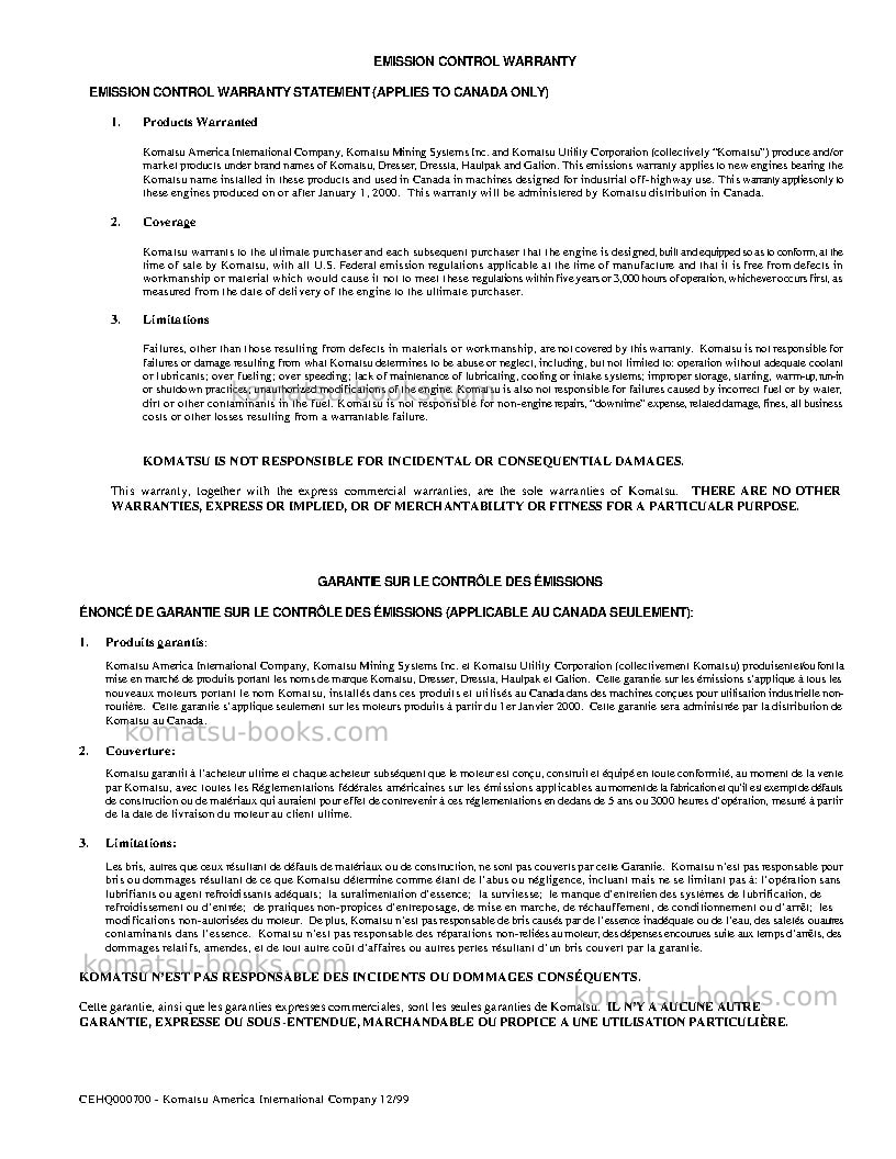 Komatsu 830eusa Operation manual cover Page 3