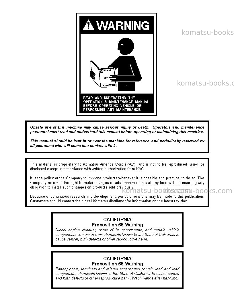 Komatsu 730eusa Operation manual cover Page 3