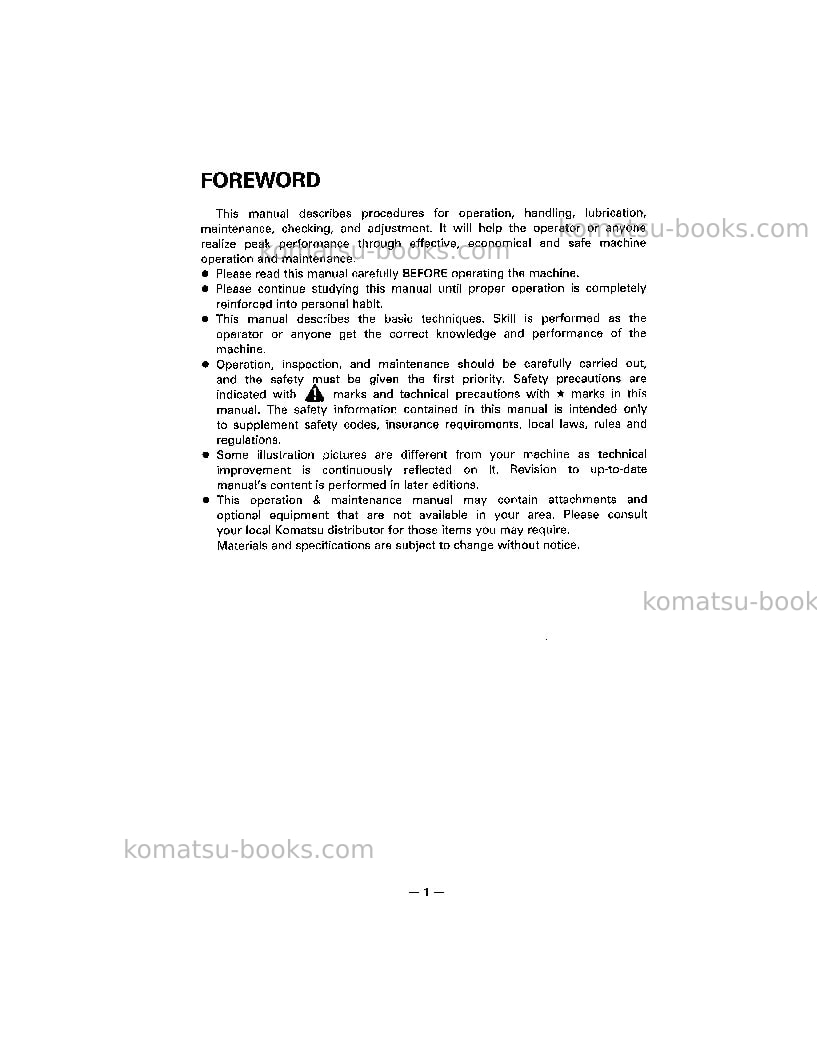 Komatsu pc300hd-5jpn Operation manual cover Page 3 Komatsu pc300hd-5jpn Operation manual cover Page 3