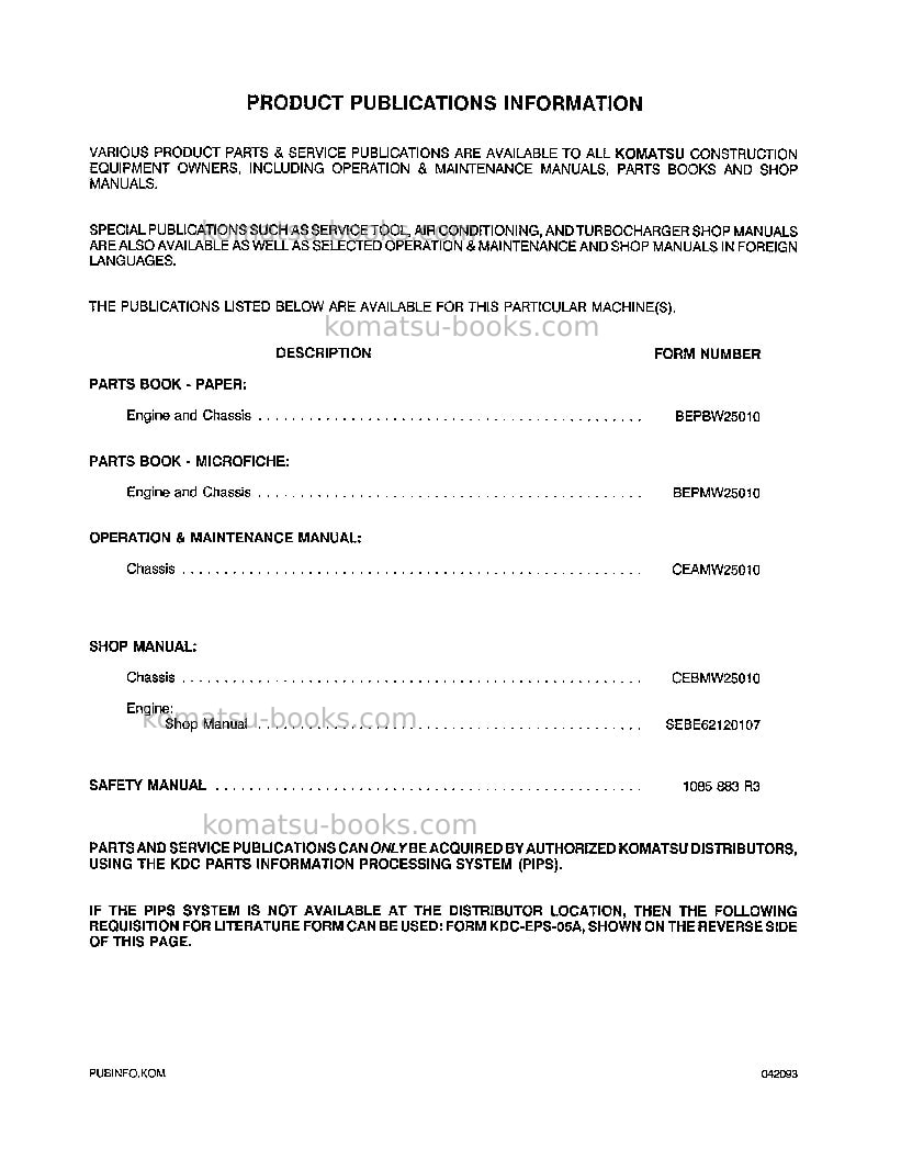 Komatsu wa500-1usa-l Operation manual cover Page 3