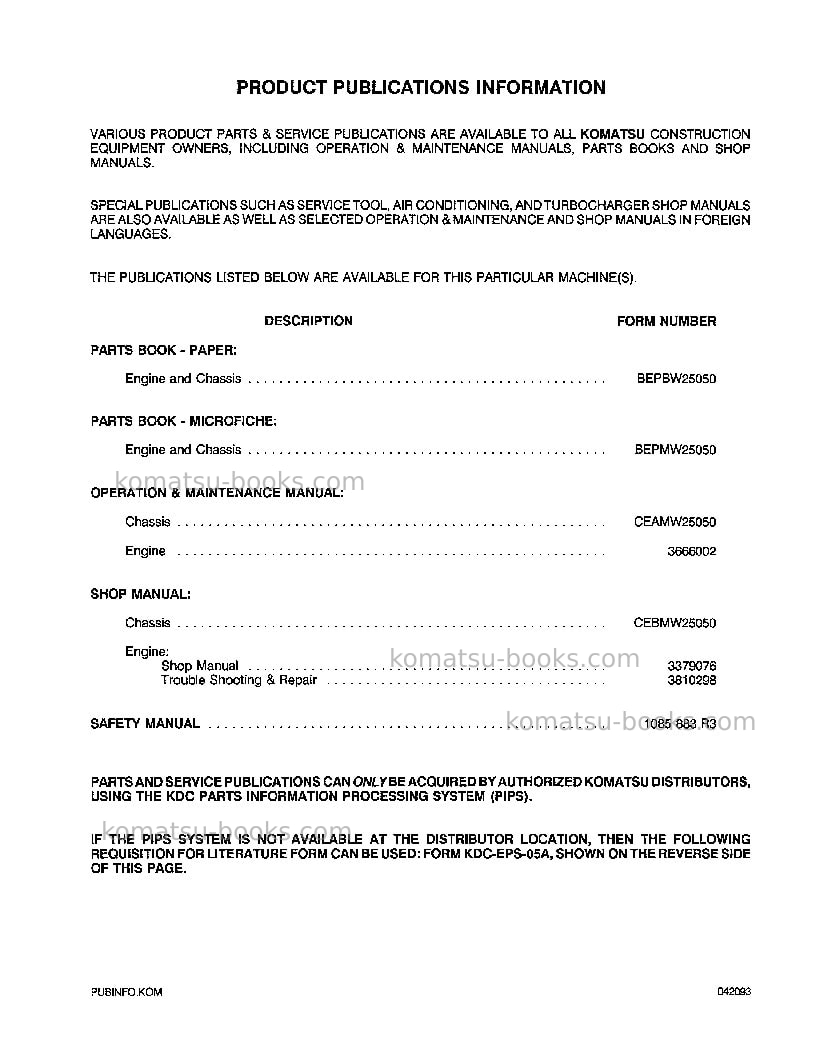 Komatsu wa500-1jpn-lc Operation manual cover Page 3