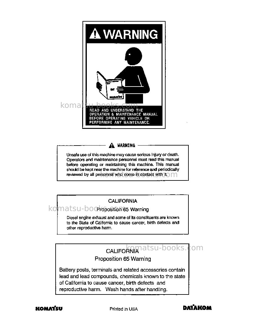 Komatsu pc128uu-1jpn Operation manual cover Page 3 Komatsu pc128uu-1jpn Operation manual cover Page 3