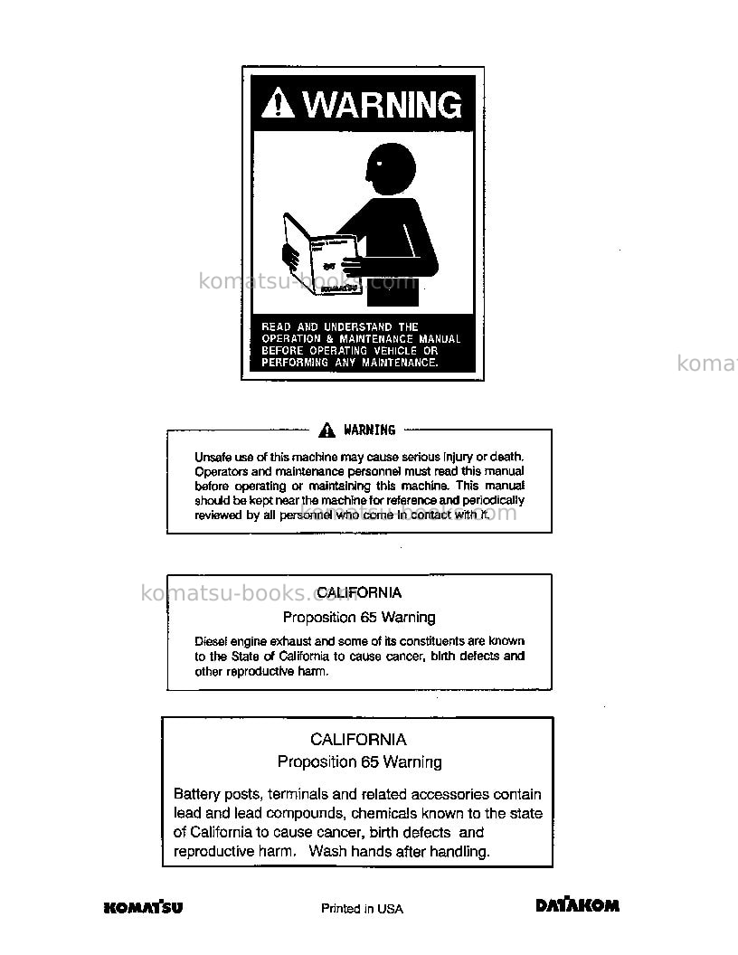 Komatsu wb97s-5ita Operation manual cover Page 3 Komatsu wb97s-5ita Operation manual cover Page 3