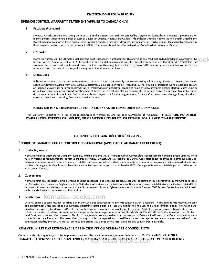 Komatsu 730eusa Operation manual cover Page 3 Komatsu 730eusa Operation manual cover Page 3