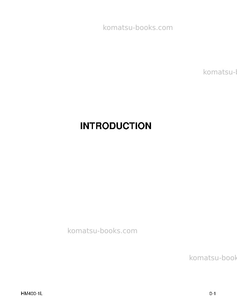 Komatsu hm400-1usa-l Operation manual cover Page 3 Komatsu hm400-1usa-l Operation manual cover Page 3