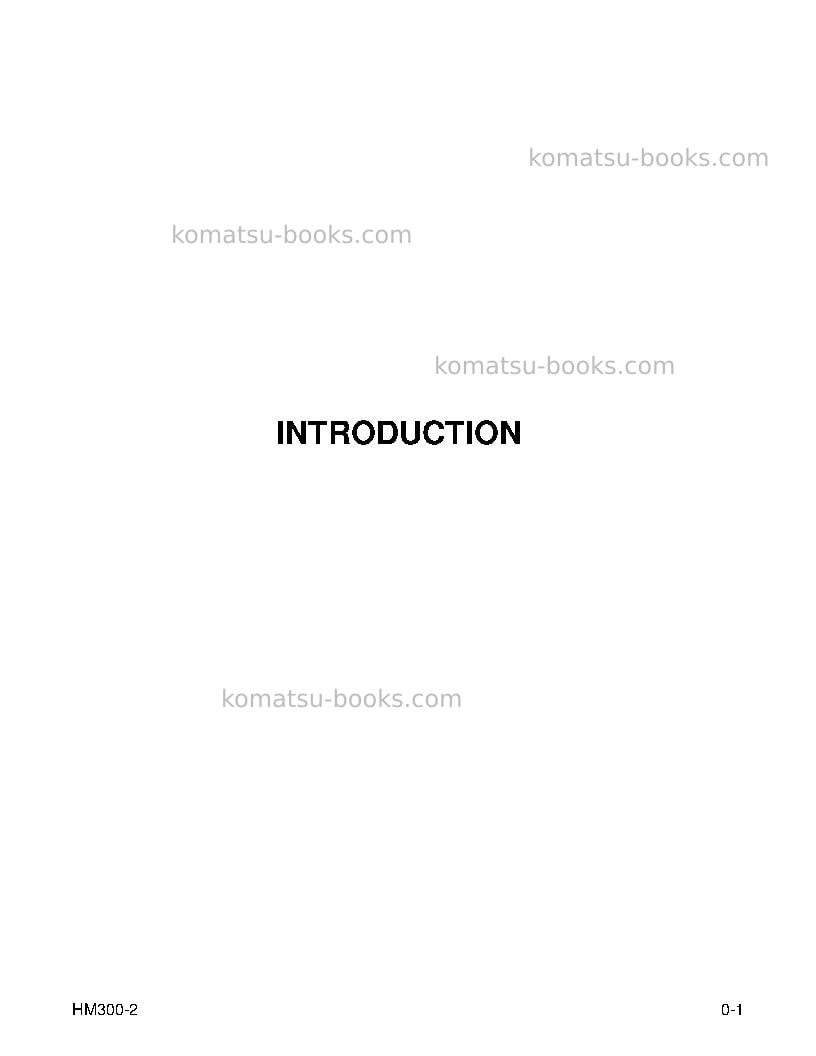 Komatsu hm300-2usa Operation manual cover Page 3 Komatsu hm300-2usa Operation manual cover Page 3