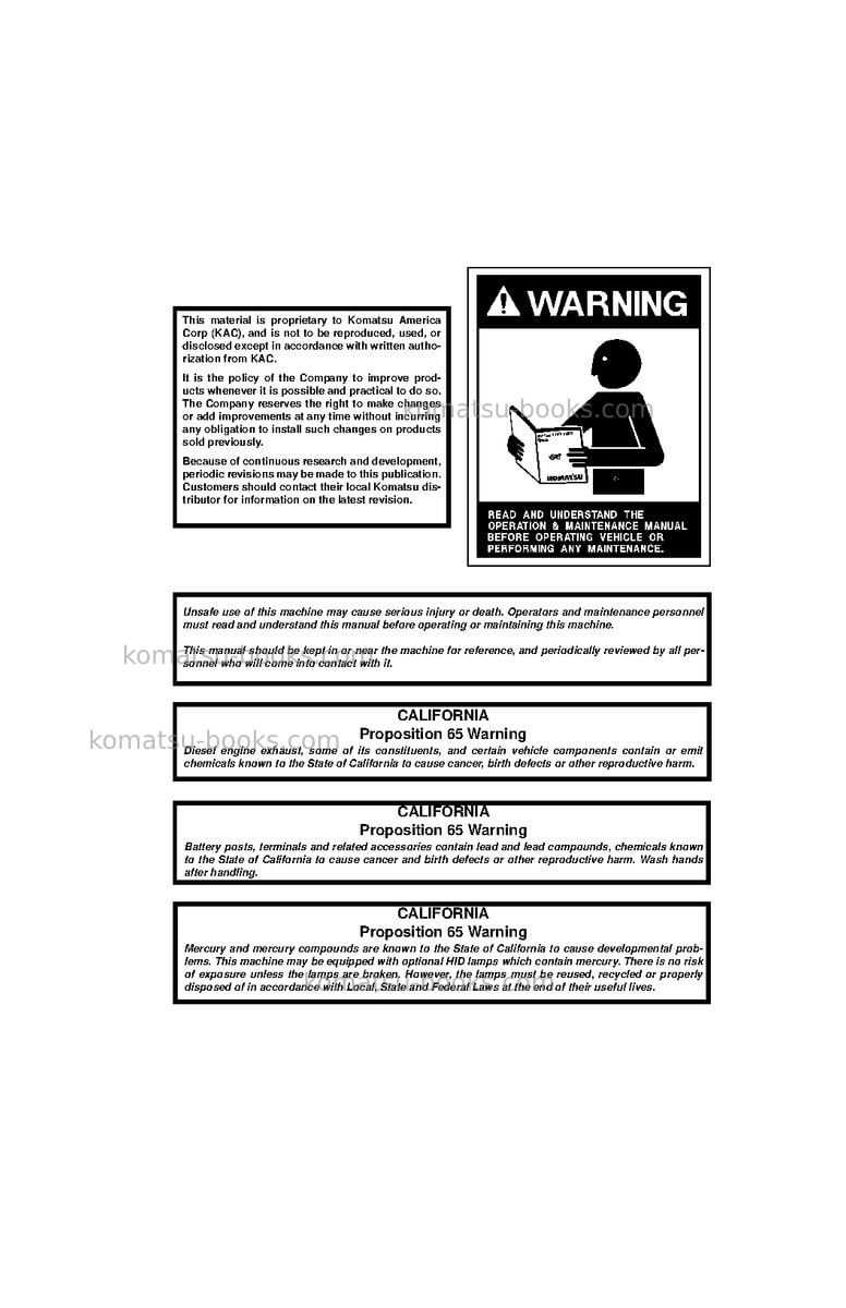 Komatsu 930e-4usa-se Operation manual cover Page 3 Komatsu 930e-4usa-se Operation manual cover Page 3
