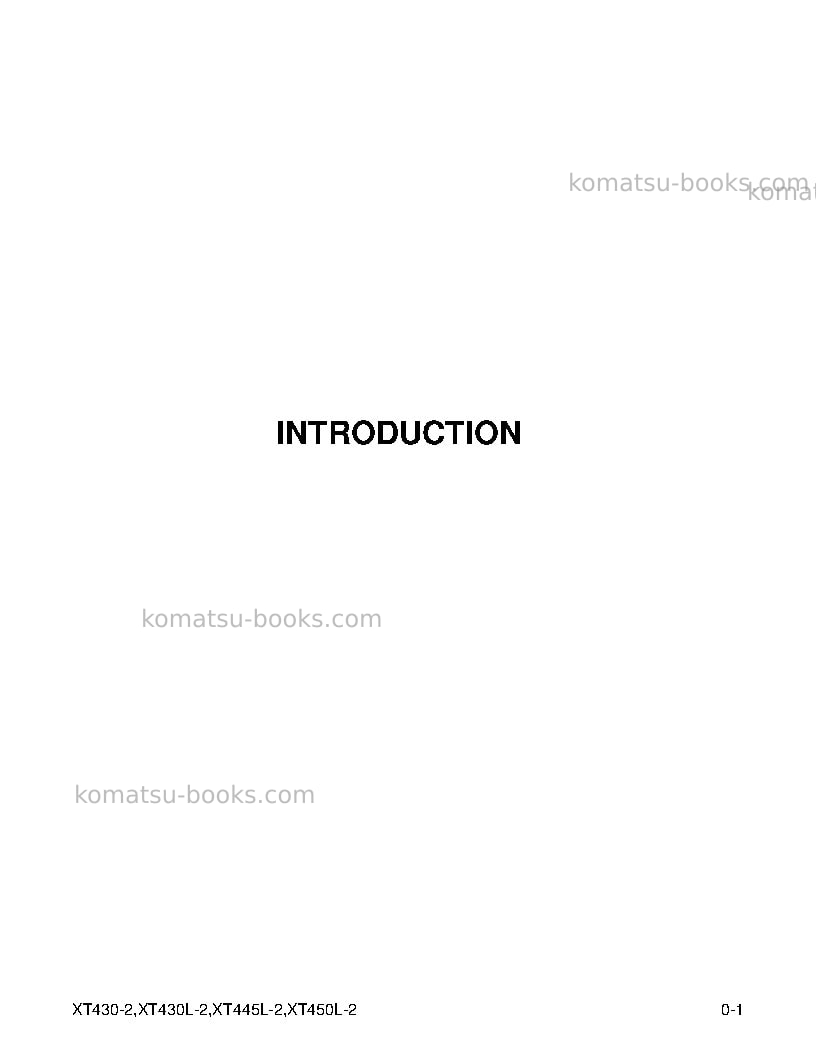 Komatsu xt430l-2usa Operation manual cover Page 3 Komatsu xt430l-2usa Operation manual cover Page 3