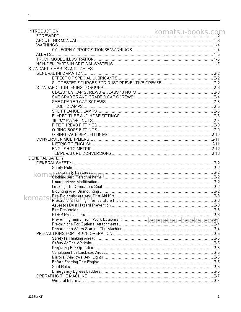 Komatsu 860e-1usa-kt Operation manual cover Page 3
