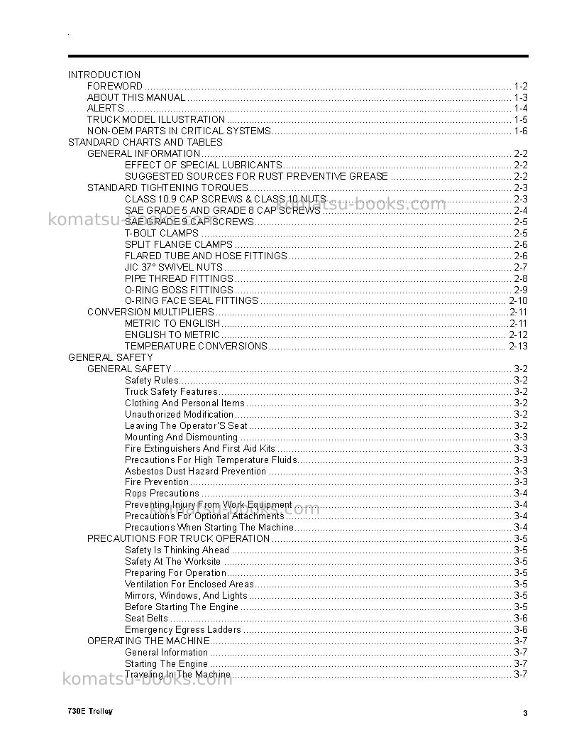Komatsu 730eusa-with trolley Operation manual cover Page 3 Komatsu 730eusa-with trolley Operation manual cover Page 3