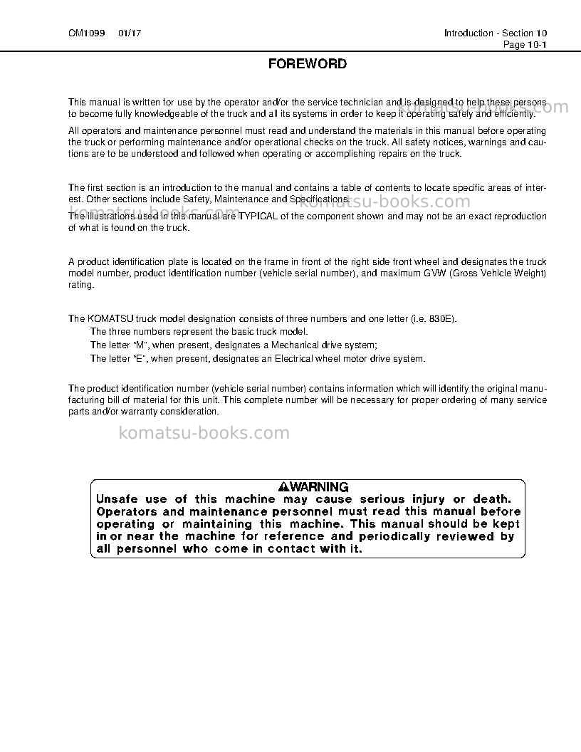 Komatsu 830e-1usa-ac Operation manual cover Page 3 Komatsu 830e-1usa-ac Operation manual cover Page 3