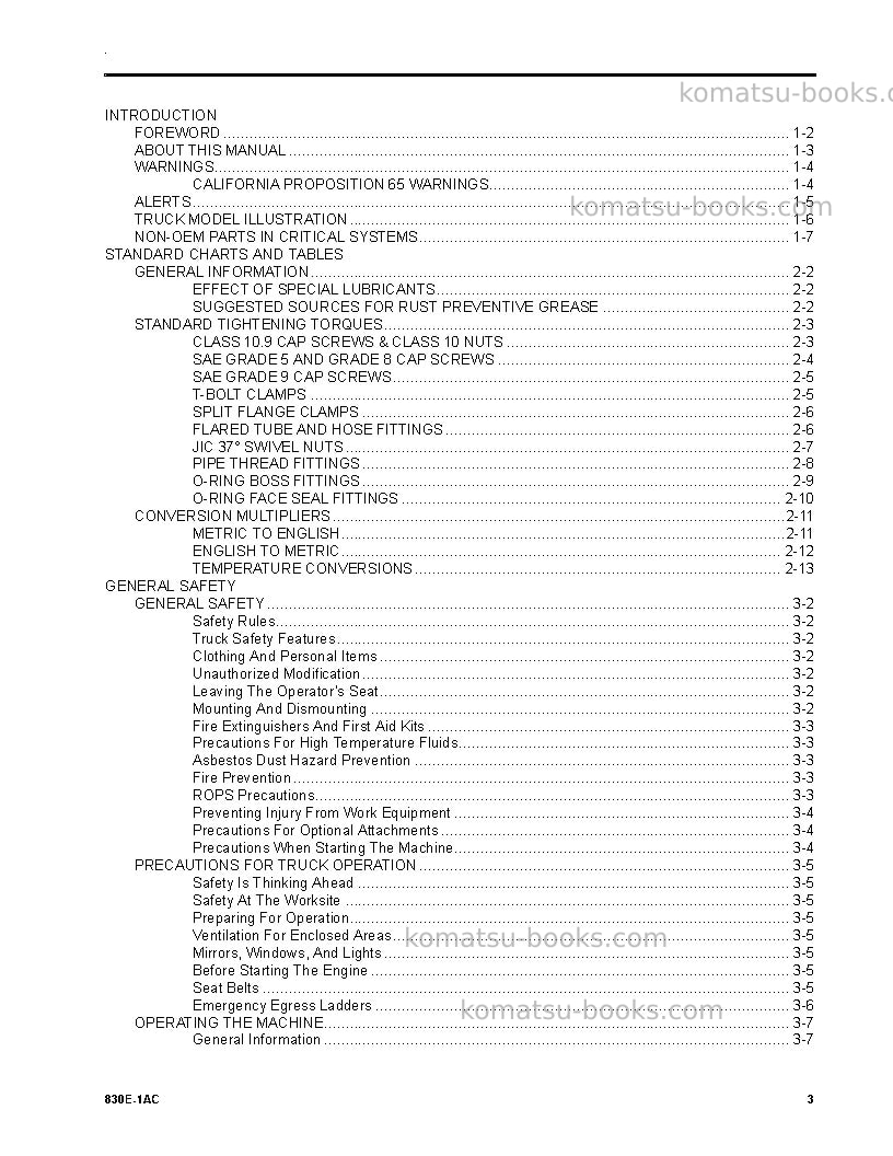 Komatsu 830e-1usa-ac Operation manual cover Page 3