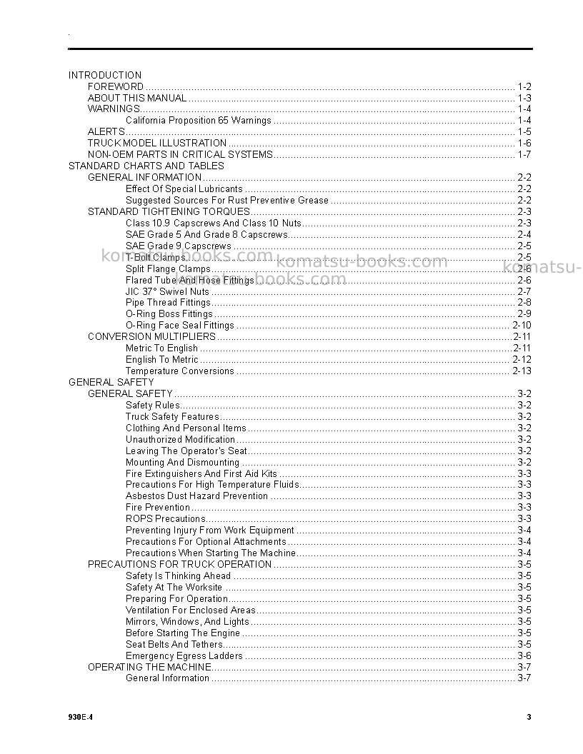 Komatsu 930e-4usa Operation manual cover Page 3