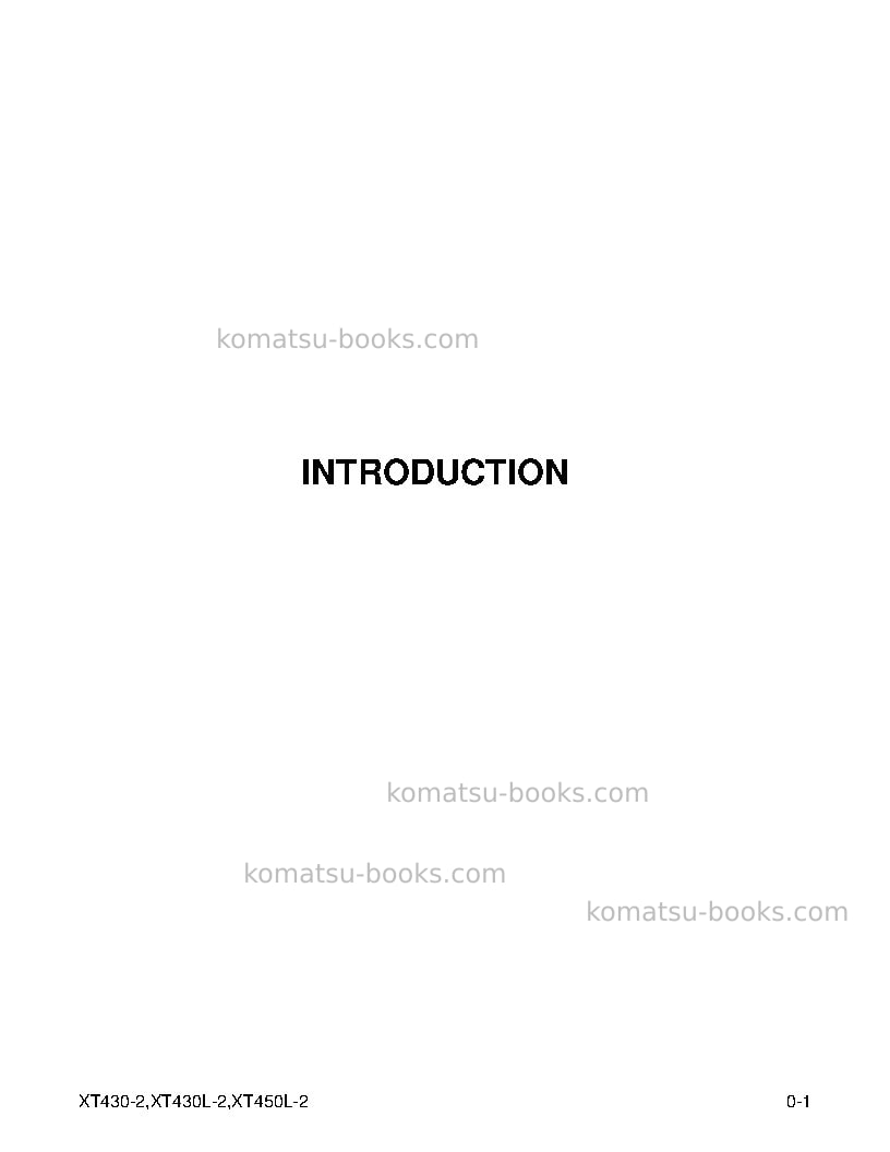 Komatsu xt430l-2usa Operation manual cover Page 3 Komatsu xt430l-2usa Operation manual cover Page 3