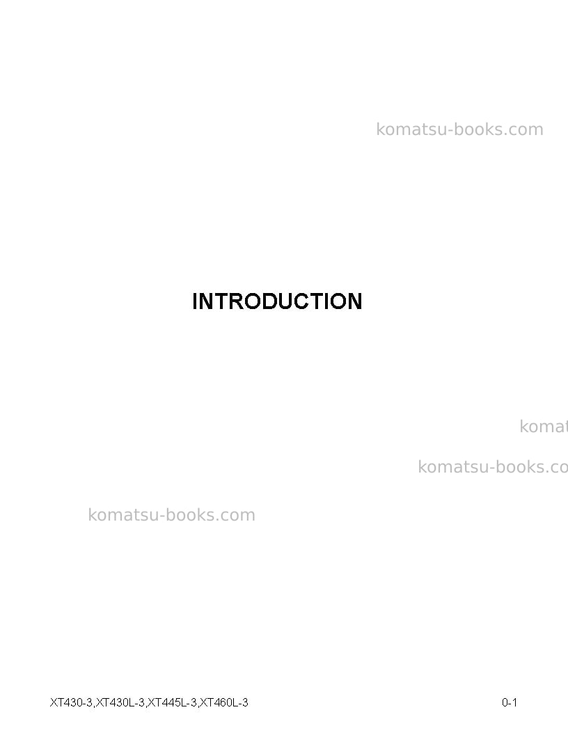 Komatsu xt430l-3usa Operation manual cover Page 3 Komatsu xt430l-3usa Operation manual cover Page 3