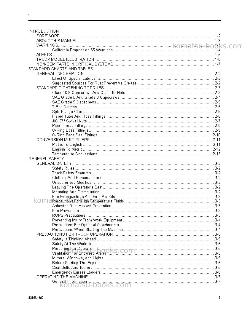 Komatsu 830e-1usa-ac Operation manual cover Page 3