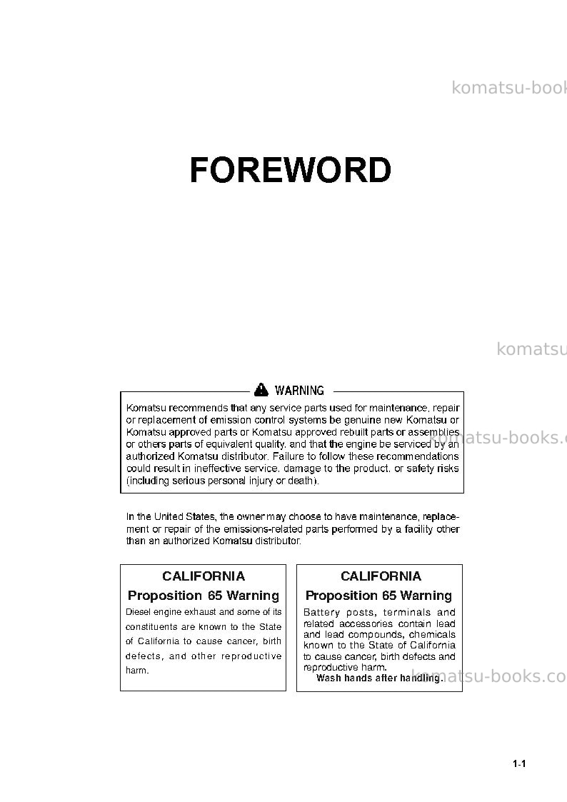 Komatsu wa470-8usa Operation manual cover Page 3