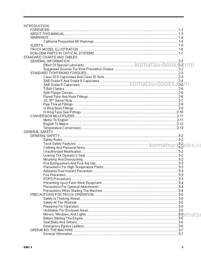 Komatsu 930e-4usa Operation manual cover Page 3