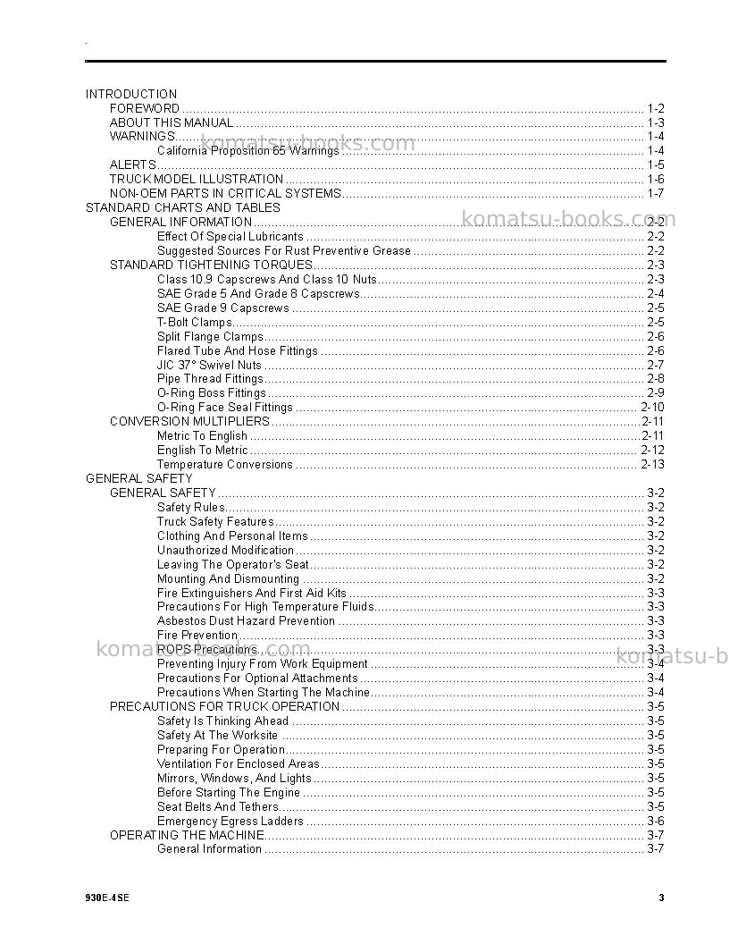 Komatsu 930e-4usa-se Operation manual cover Page 3